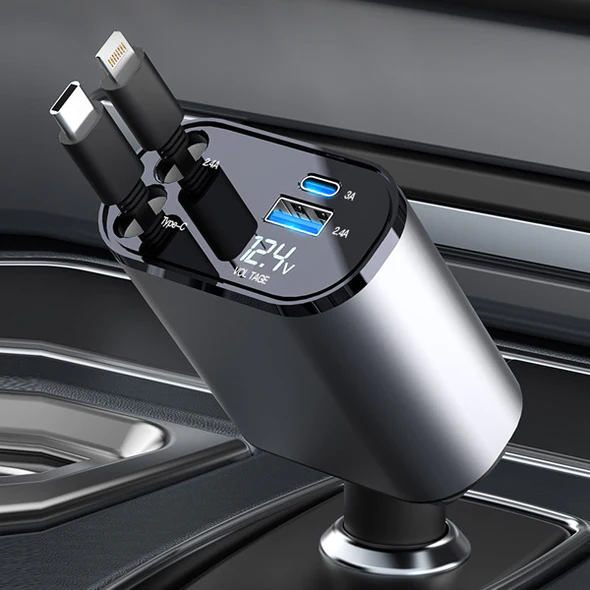 شاحن سيارة سريع قابل للسحب 